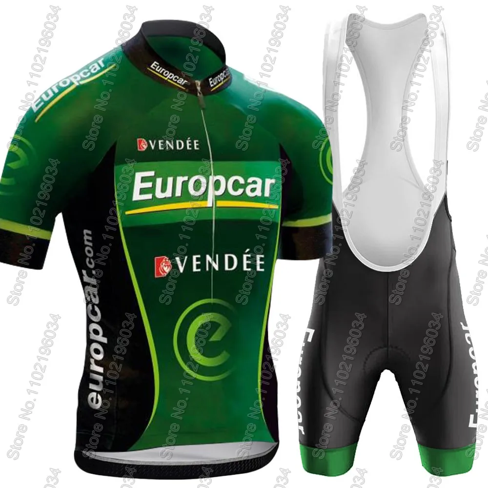 2026 チームヨーロッパカー サイクリングジャージセット 夏用サイクリングウェア メンズキット ロードバイクシャツスーツ 自転車ビブショーツ MTB マイヨ