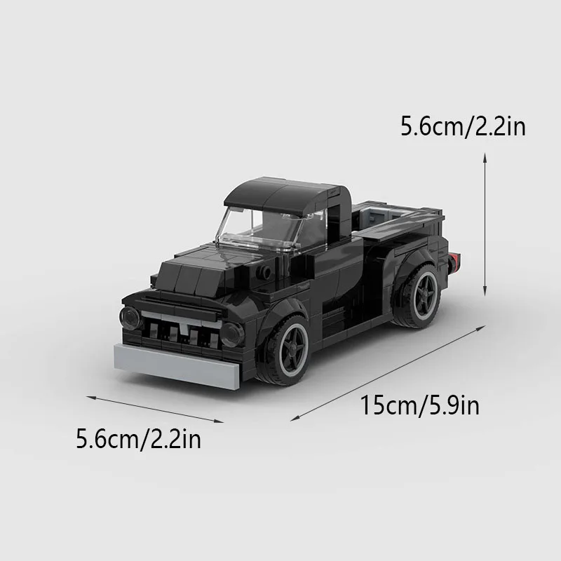 MOC Black Classic Ram Pickup Truck, City Off-Road Car Assembly Building Blocks Educational Toy, Age 6+ Years, Gift for Kids