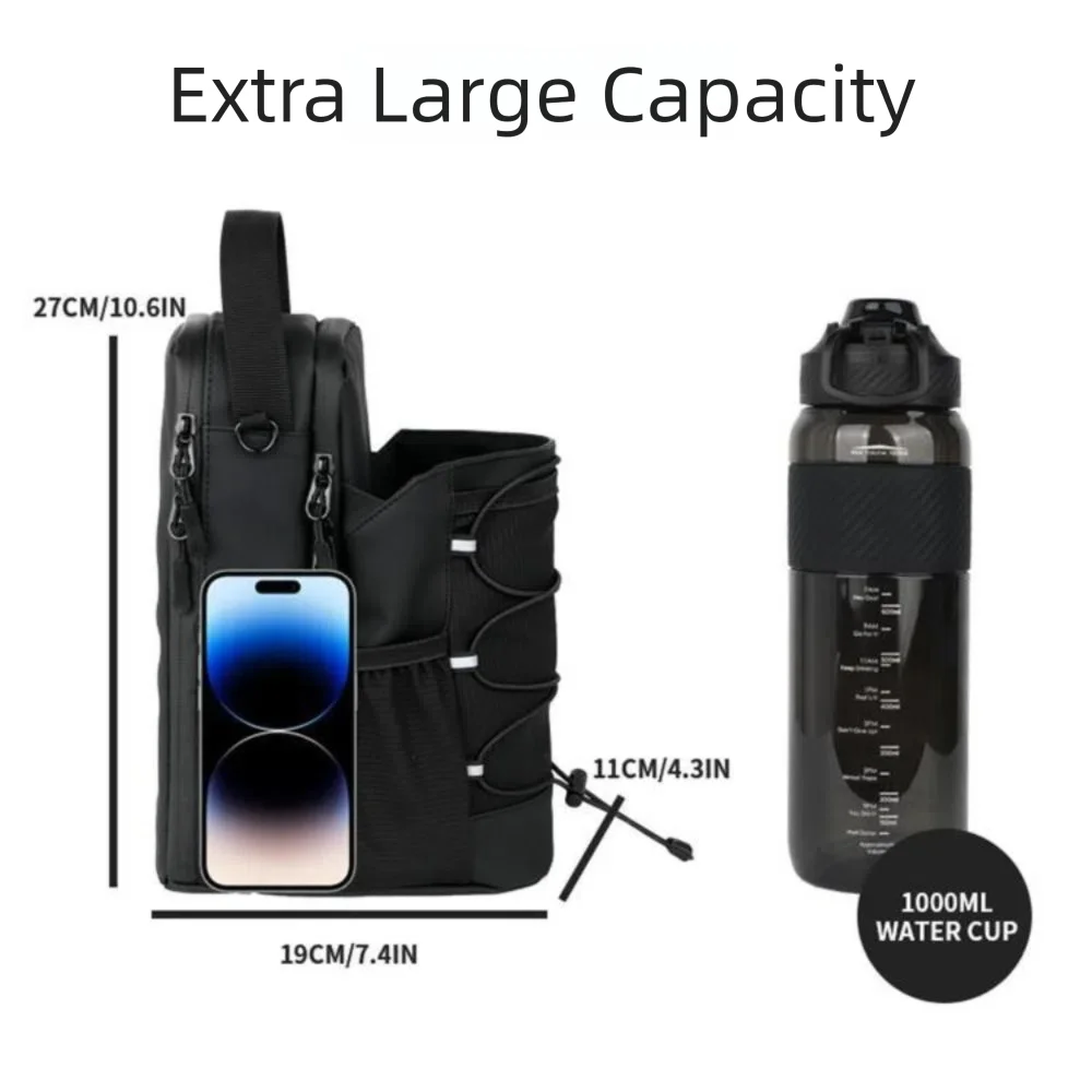 Magnetic Water Bottle Sling Bag Large Capacity Adjustable Gym Bottle Bag Portable Waterproof Crossbody Sports Bag Fitness
