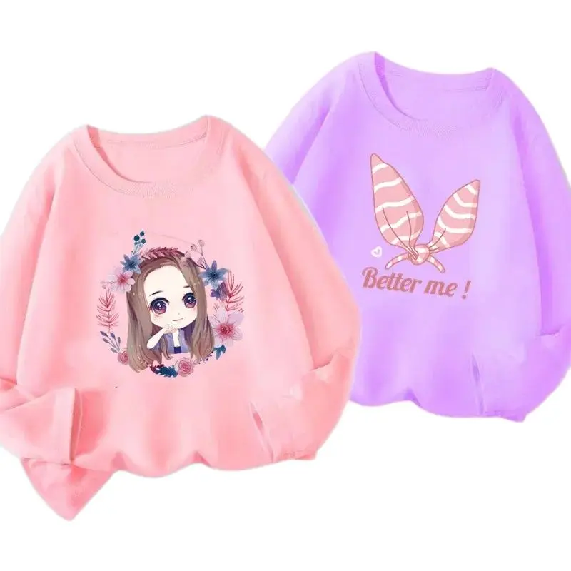 Cute Girls Graphic T Shirts Spring Autumn Long Sleeve Toddler Kids Tops for Daily Wear 3-14years Children Fashion Clothes