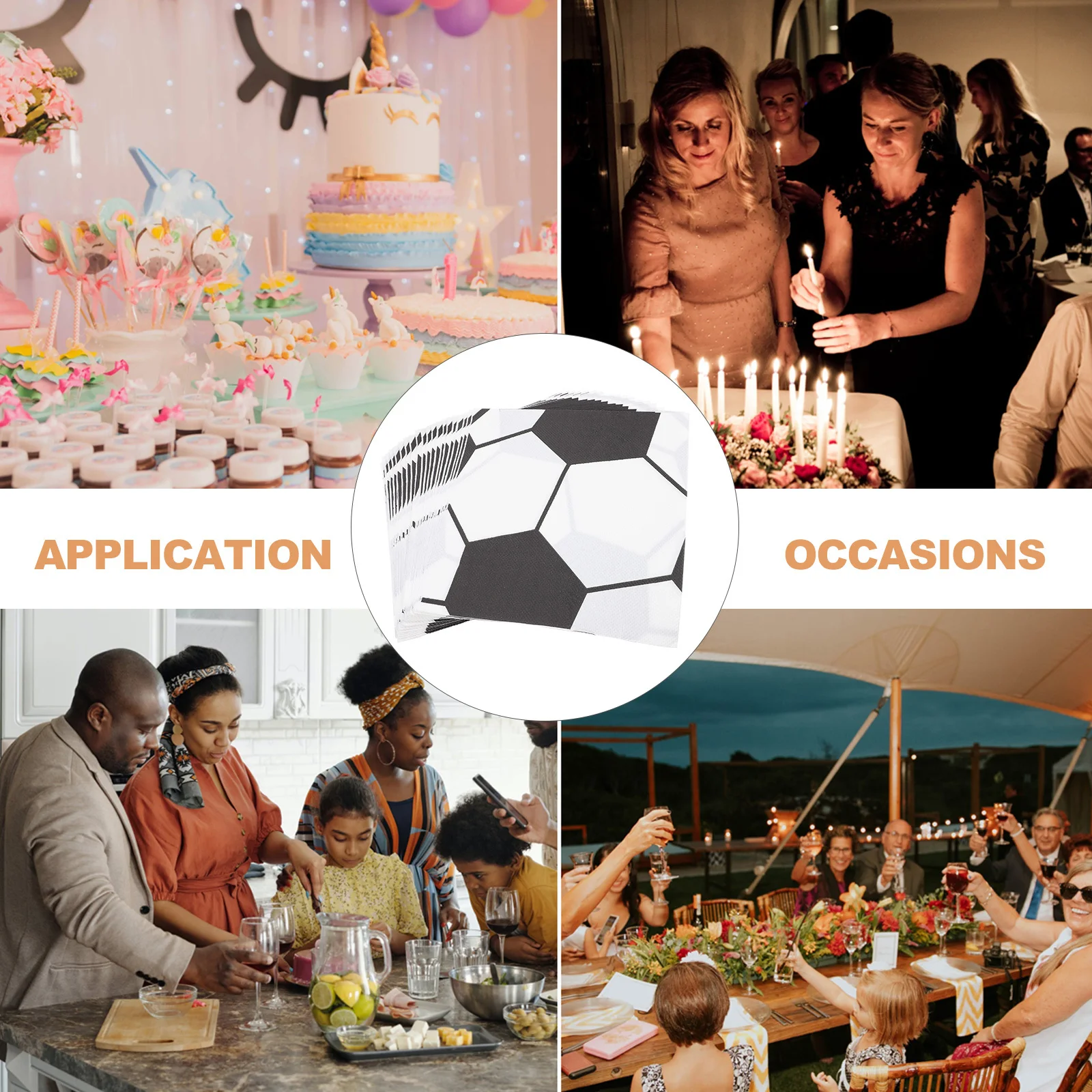 100Pcs Football Theme Napkins Printed Paper Tissues for Birthday Party Favors Decorations Event Tableware Supplies