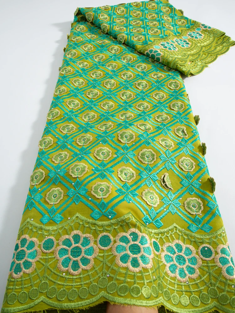 

Kalume African Lace Fabric With Crystal 2024 High Quality Embroidery Nigerian Cotton Lace Fabric for Elegant Women Dresses F3719