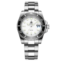 ADDIESDIVE-Montre à Quartz Étanche en Acier Inoxydable pour Homme, Montre-Bracelet de Plongée Shoe, Calendrier Analogique, Argent