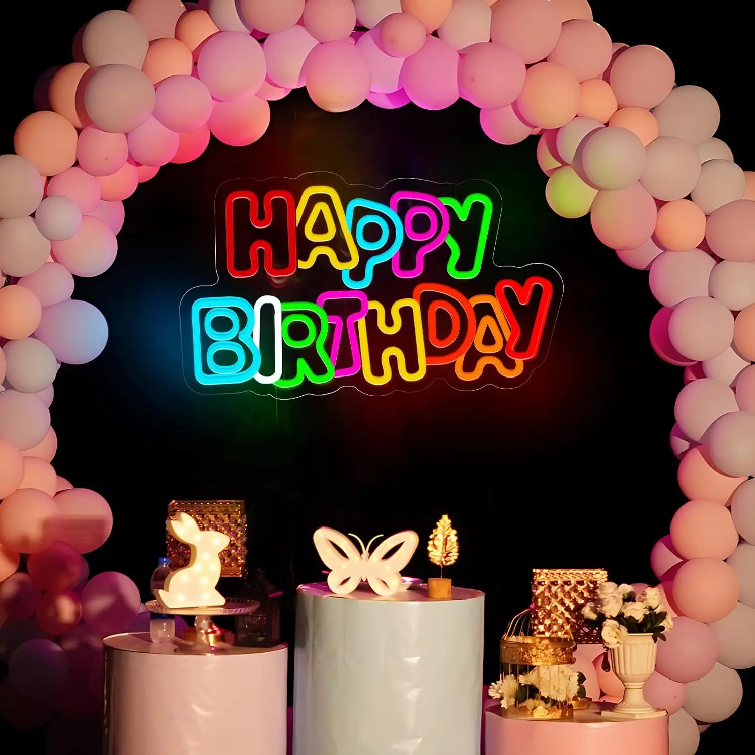 Happy Birthday Neon Sign Cheers to 50 LED Neon Light Sign 50th Birthday Sign for Birthday Party Wedding Wall Backdrop Decoration