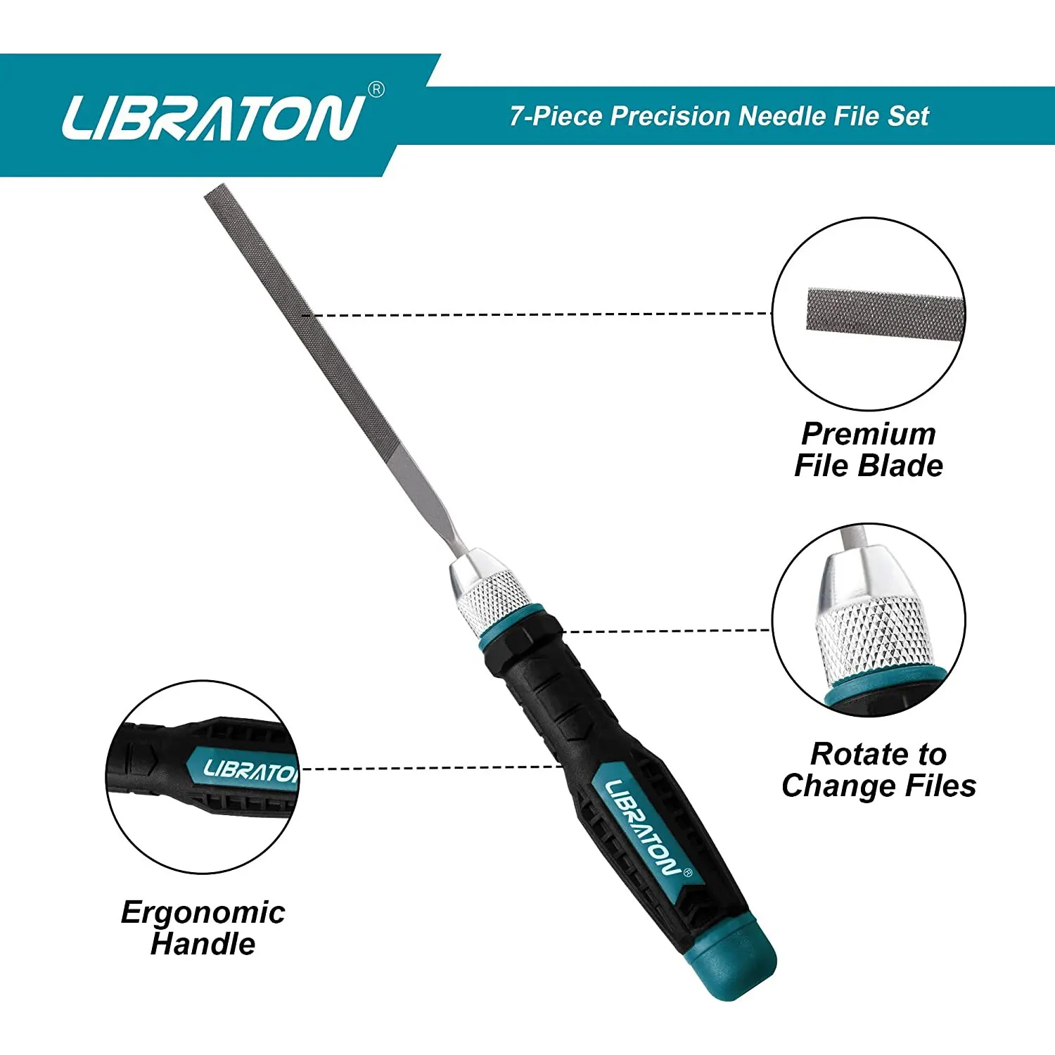 Libraton 바늘 파일 세트, 교체 가능한 소형 파일, 나무 파일, 금속 파일 세트, 손잡이가 있는 강철 파일, 6 개