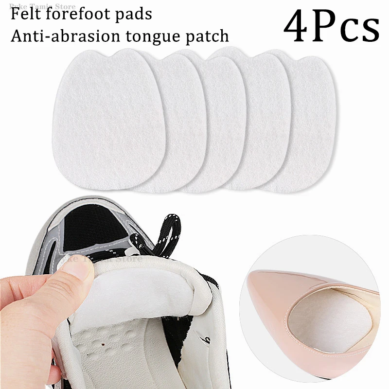 4pcs Felt Forefoot Pads Shoes Tongue Stickers High Heels Pain Relief Inserts Half Insoles Foot Anti-wear Corns Calluses Stickers