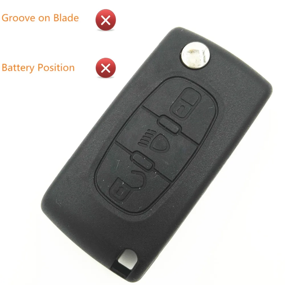 3 Buttons Light Button No Groove on Blade  Battery Position Part For PSA Citroen c2 c3 c4 c4l Replacement Car Key Shell Cover