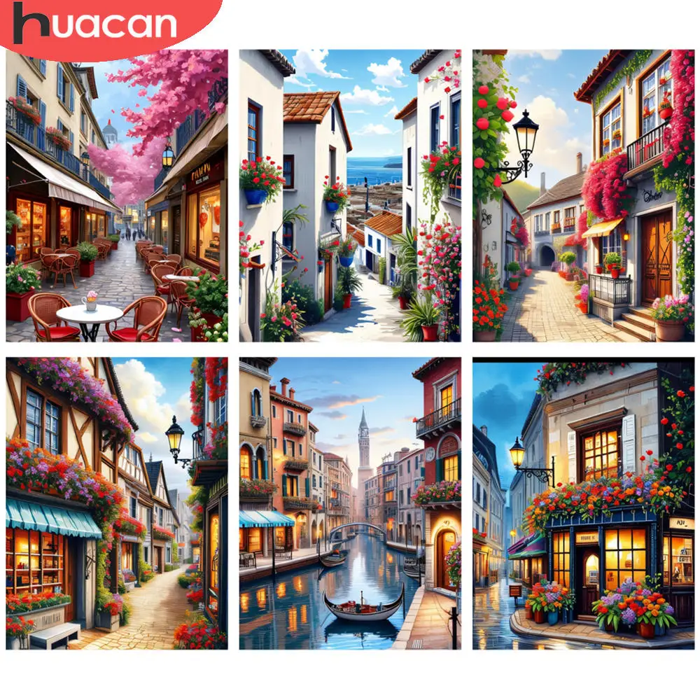 HUACAN Komplette Kits Diamant Malerei Romantische Paris Straße Kirschblüte Szene 5D Diamant Stickerei Kits DIY Kunst Mosaik Bild