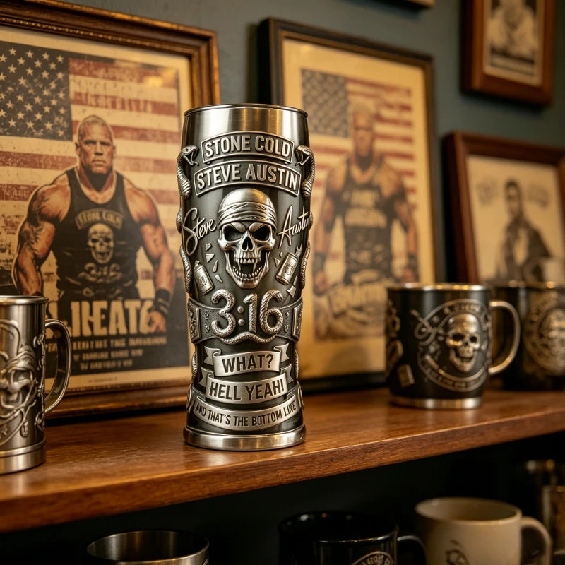 Caneca de Cerveja Retro Austin 3:16 Stone Cold Steve Austin, Item Colecionável para Fãs de Luta, Decoração de Bar