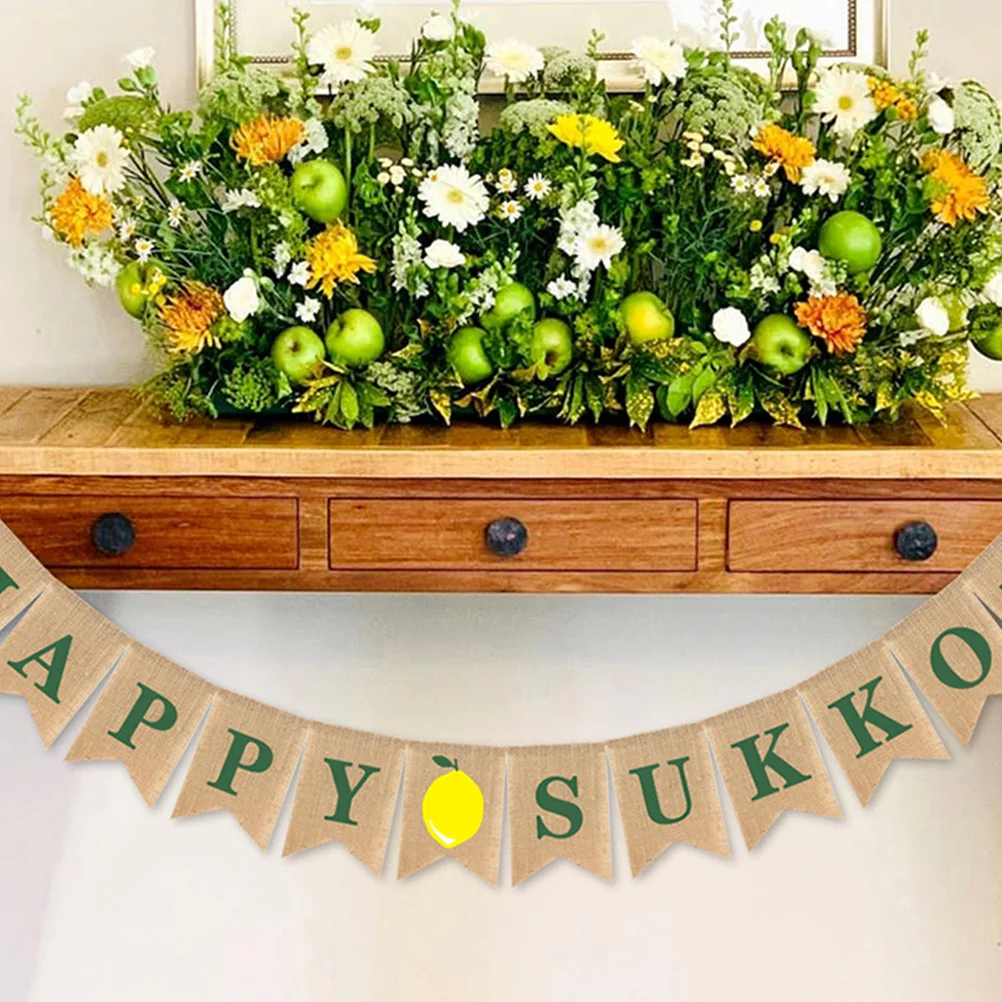 

Vintage Linen Banners Retro Country Sukkot Party Decorations Linen Bunting Banner Party Banner Decor