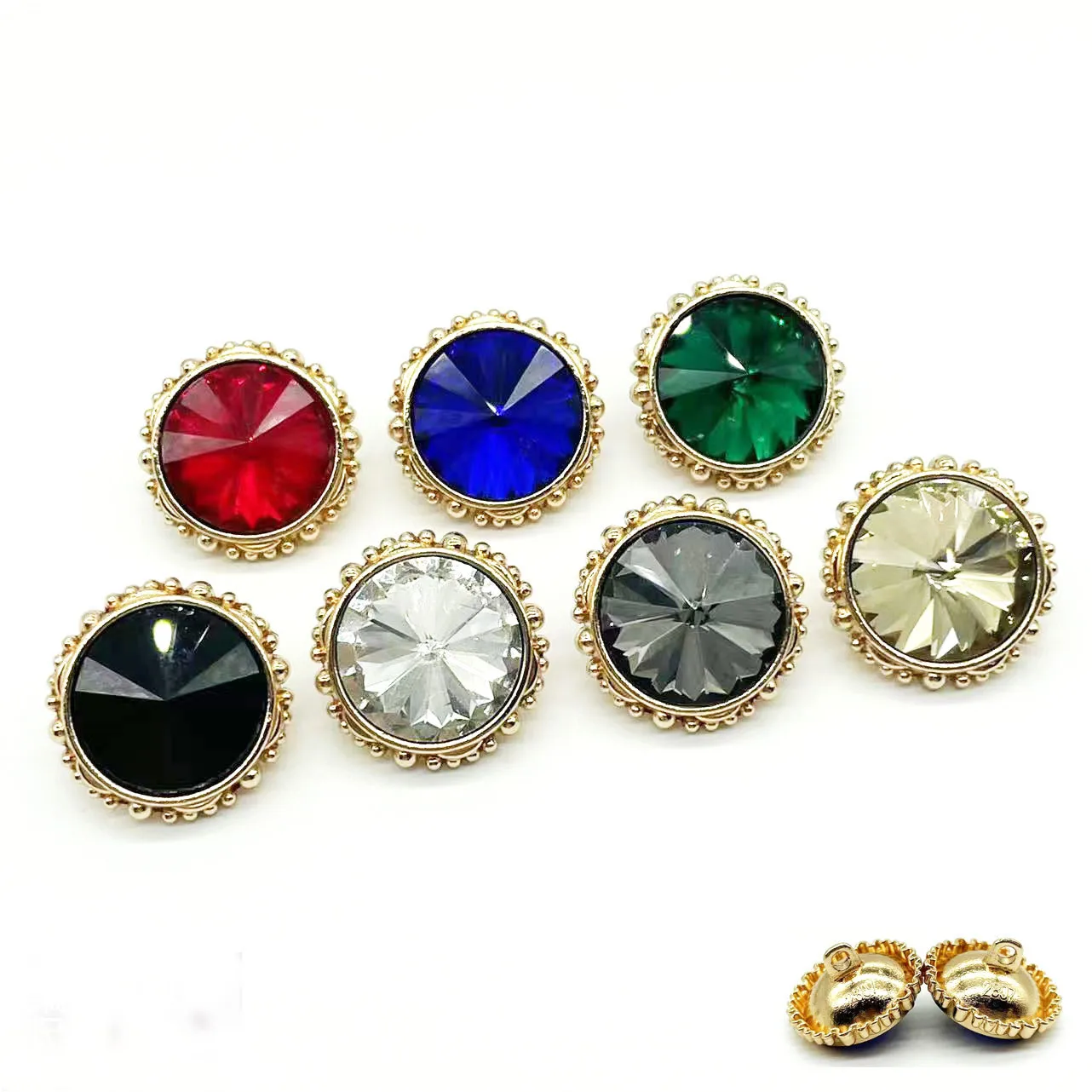 10PCS Of Diamond Glass Buttons For Clothing 21mm Handwork Sewing Shiny Round Rhinestones Button Mix Color Accessories