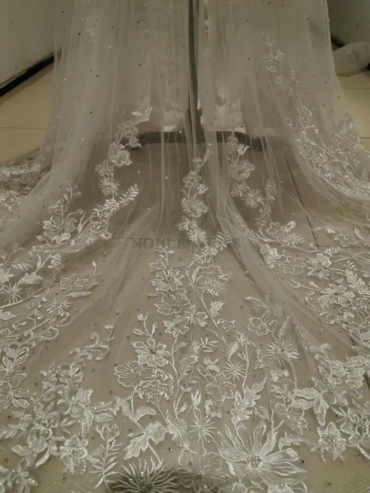 Pearls Appliques Long Sleeve Wedding Robe Jacket Robe Party Shawl BOLERO Bridal Cape Crystal Beaded Long Wedding Coat Customized