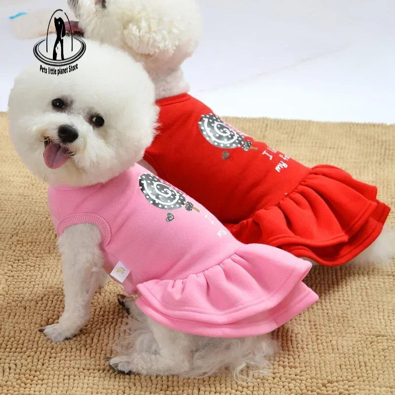 New Dog Dress Princess Teddy Dress Autumn Winter Puppy Dog Cat Pet Clothing Pomeranian Puppy Clothes