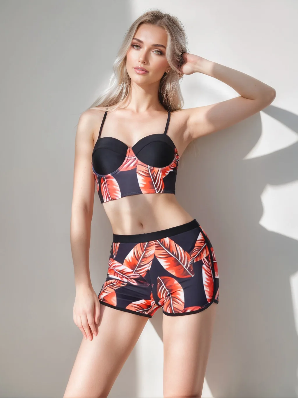 

Комплект бикини с высокой талией и шортами для мальчиков, треугольный топ на бретелях, 2026, винтажный купальник, сексуальный жилет на бретельках, топы, шорты, купальник из двух предметов