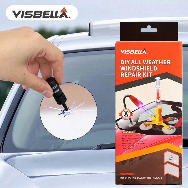 

Visbella Car Windshield Glass Repair Glue Kit Quick Fix for Cracked Windscreen with Resin Sealer