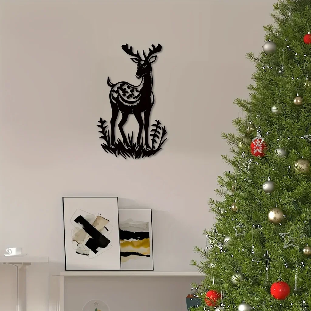 

HELLOYOUNG Christmas Deer Winter Wall Art Home Decor Deer Sign Plaque Wall Hanging Decor Gift Bathroom Restaurant Farm Bedroom C