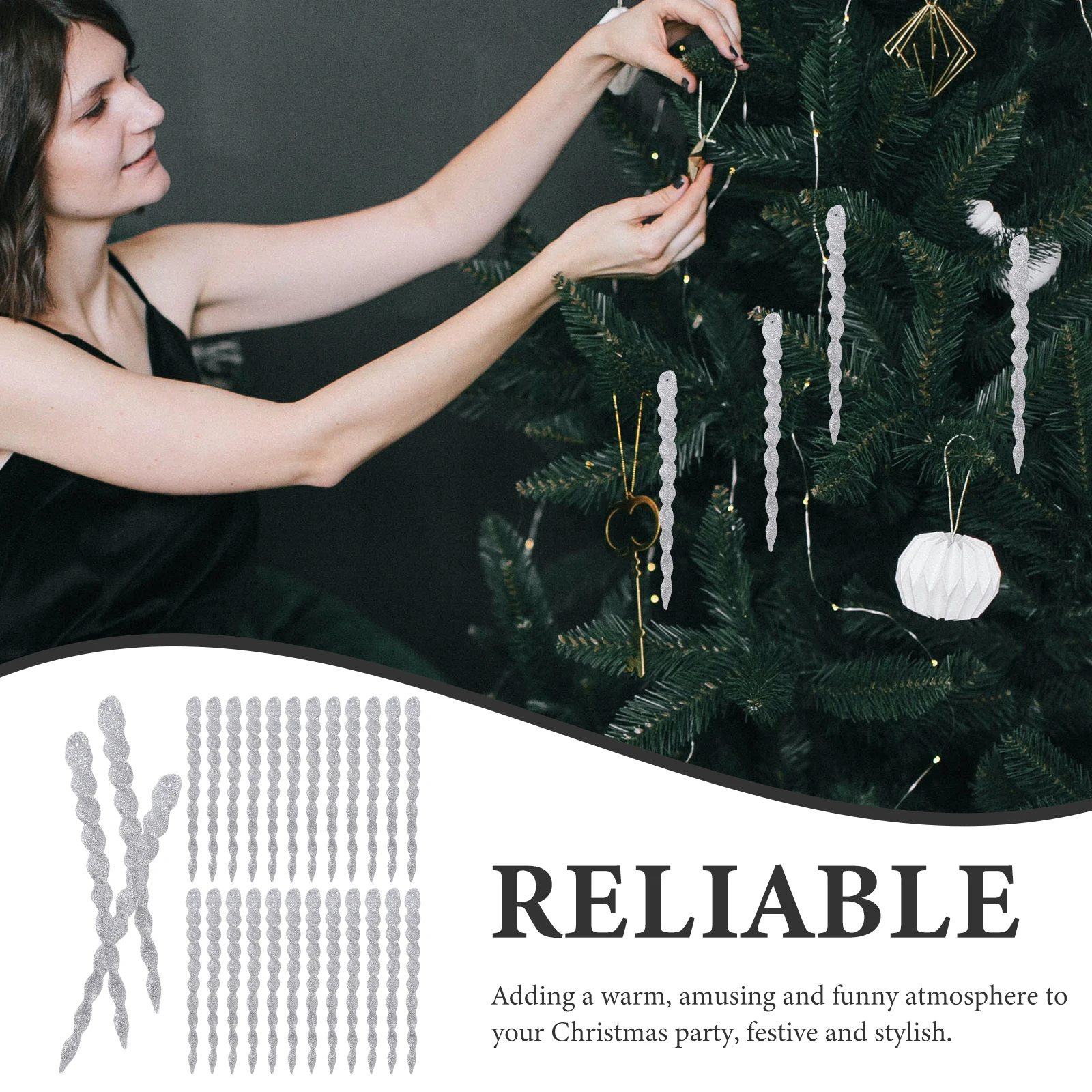 

60 Pcs Decorate Ice Hanging Decoration Party Supplies Icicles Christmas Ornaments Plastic