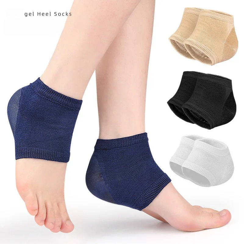 Protectores de Gel para la cubierta del talón, almohadillas para el talón, cojín para el cuidado de los pies, hidratante, antigrietas, calcetines de media yarda, 1 par