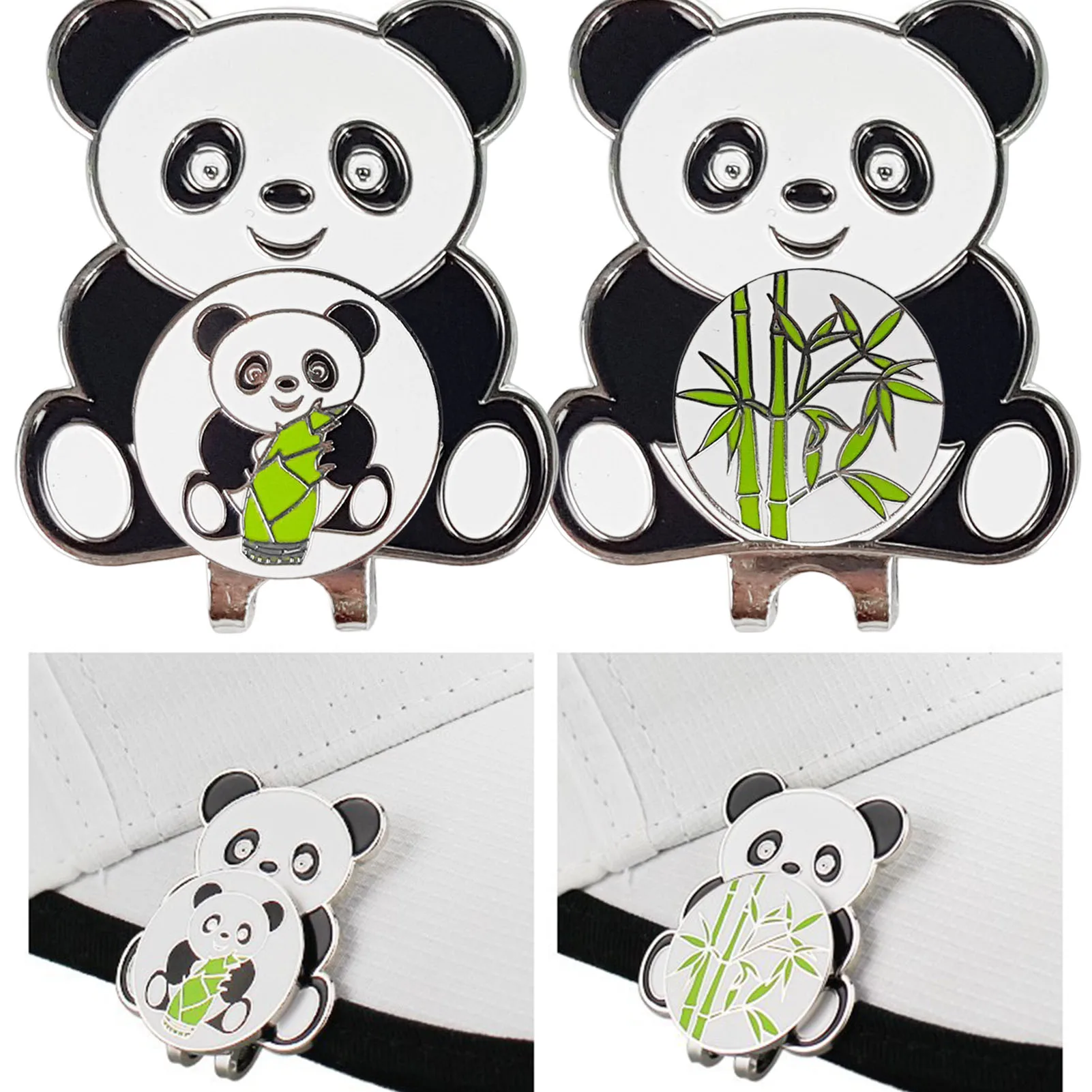 Panda Style Golf Ball Marker Magnetic Golf Hat Clip Golf Cap Clips Alloy Professional Ball Mark Gift