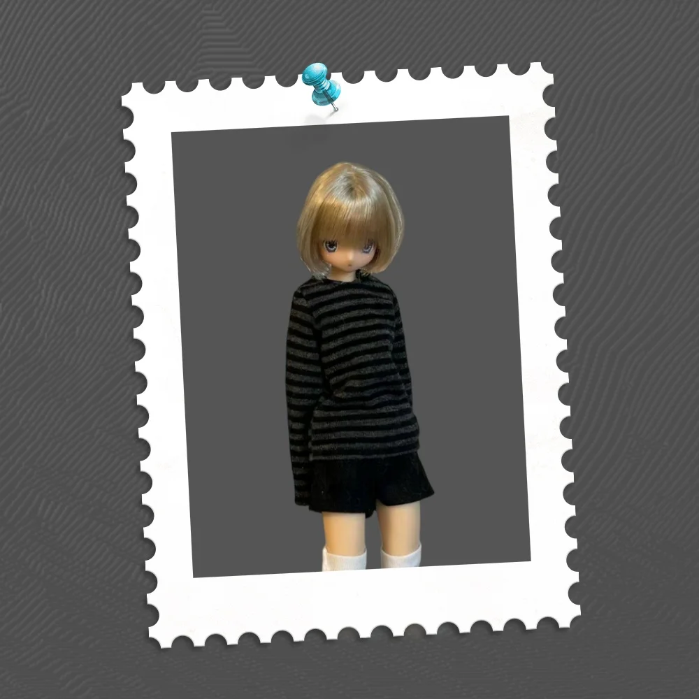 

【Clothing Only】Fashionable Basic Versatile Casual Striped Long Sleeved T-shirt For azone/BJD/ob22 24/Blyth Action Figures Body