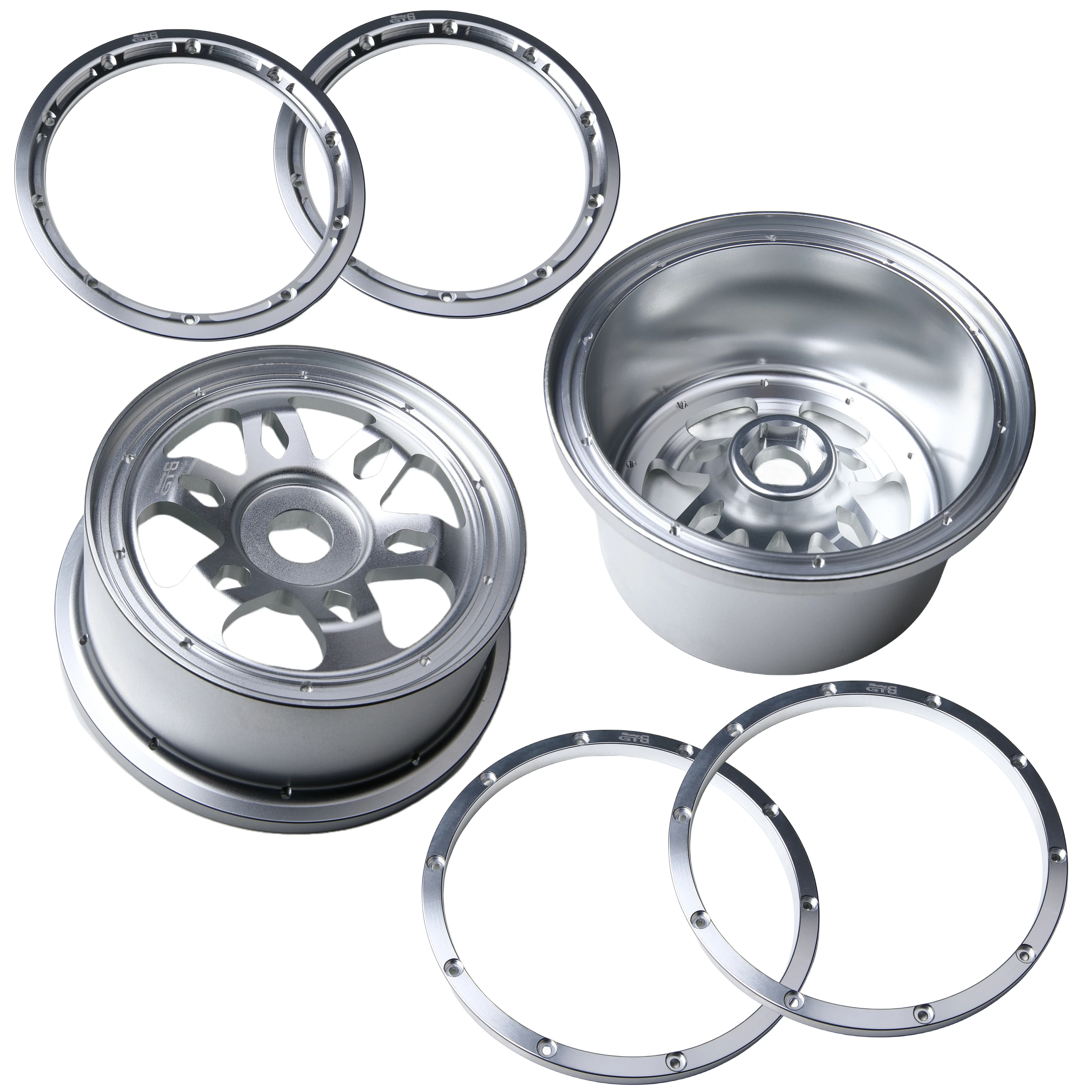 GTB CNC Aluminum Front Rear Wheel Hub with Rings Set for 1/5 RC Car HPI Baja 5B Upgrade Part