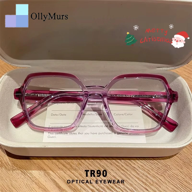 

OLLYMURS женские трендовые очки в уличном стиле, многоугольная постепенная смена оправы, очки для чтения с фильтром синего света, регулируемая близорукость