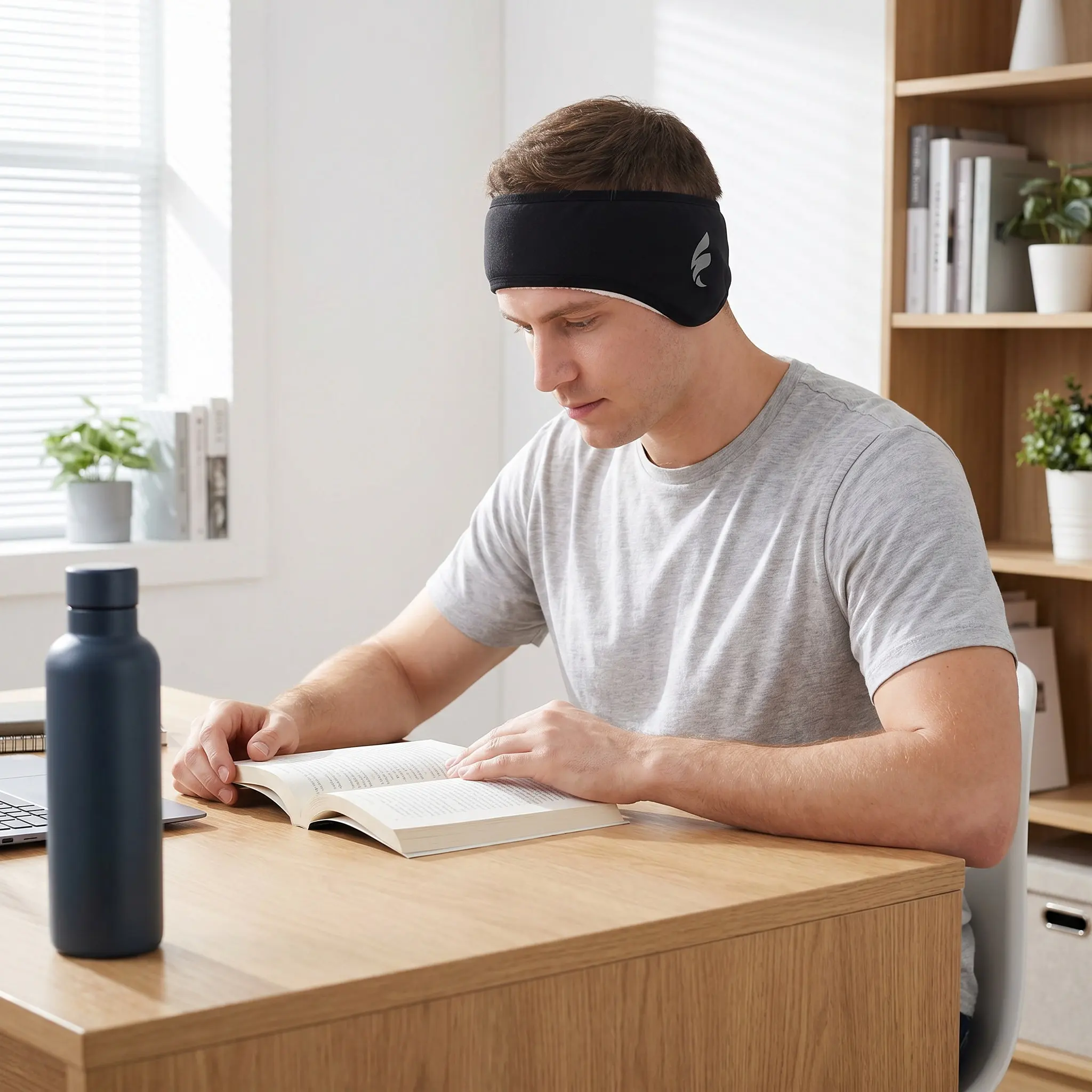 Ergonomic Sleep Ear Muffs Headband Soft Noise Cancelling Earmuffs with Eye Cover for Uninterrupted Rest Studying Relaxation