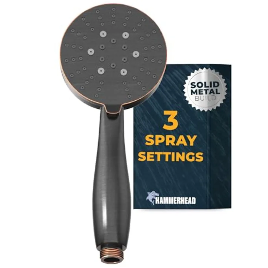 

® Solid Metal 3-Spray Hand Held Shower Head Oil Rubbed Bronze Select from Wide Massage and Mist Sprays 2.5 GPM High Flow Handhe