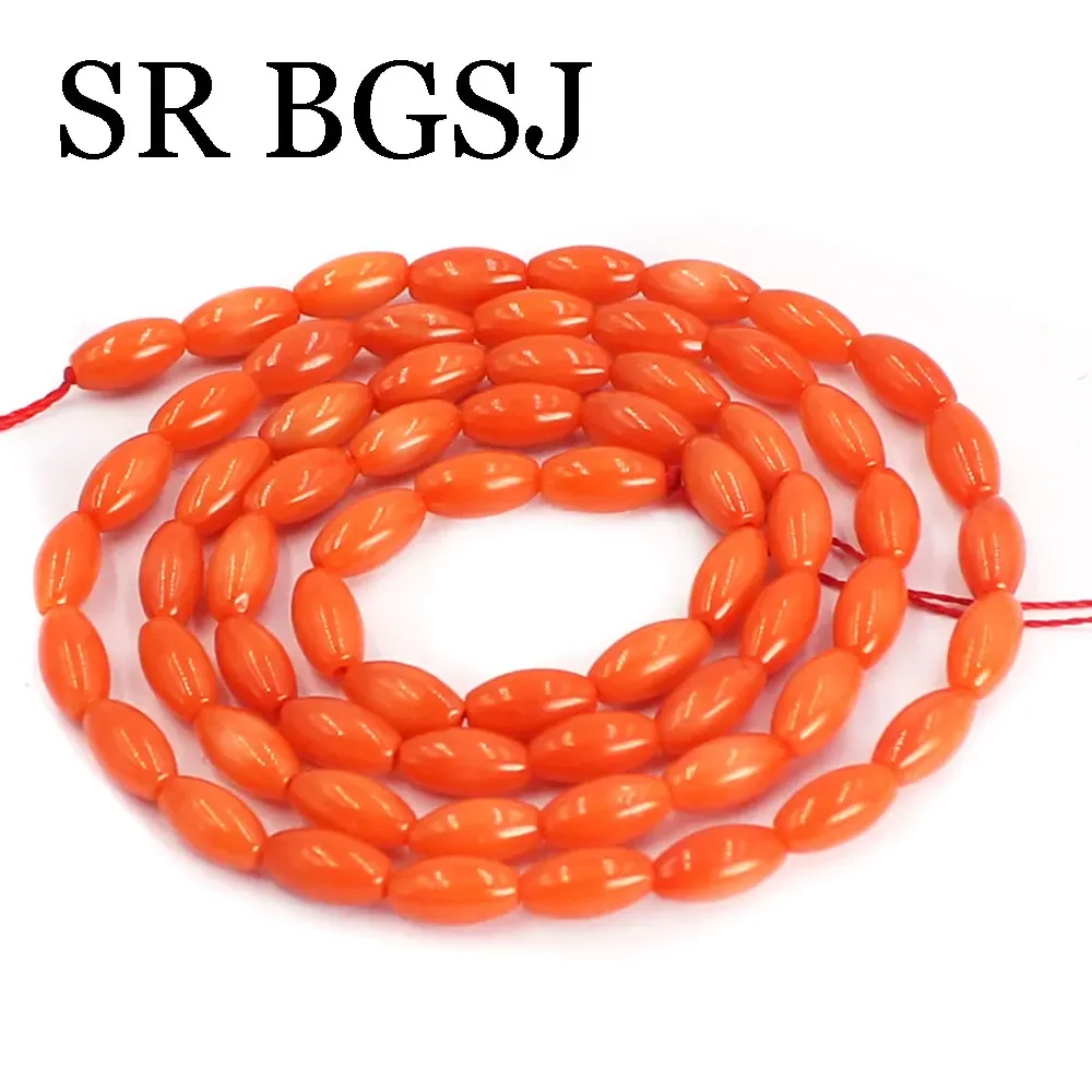 3x6mm 15inch Small Natural Orange Coral Gems Rice Jewelry Making DIY Bracelet Necklace Handmade Loose Beads