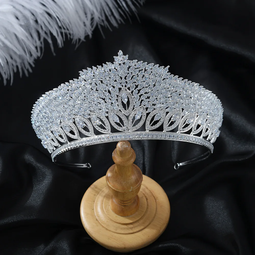 NONE Baroque Bridal Tiara Silver Zirconia 6