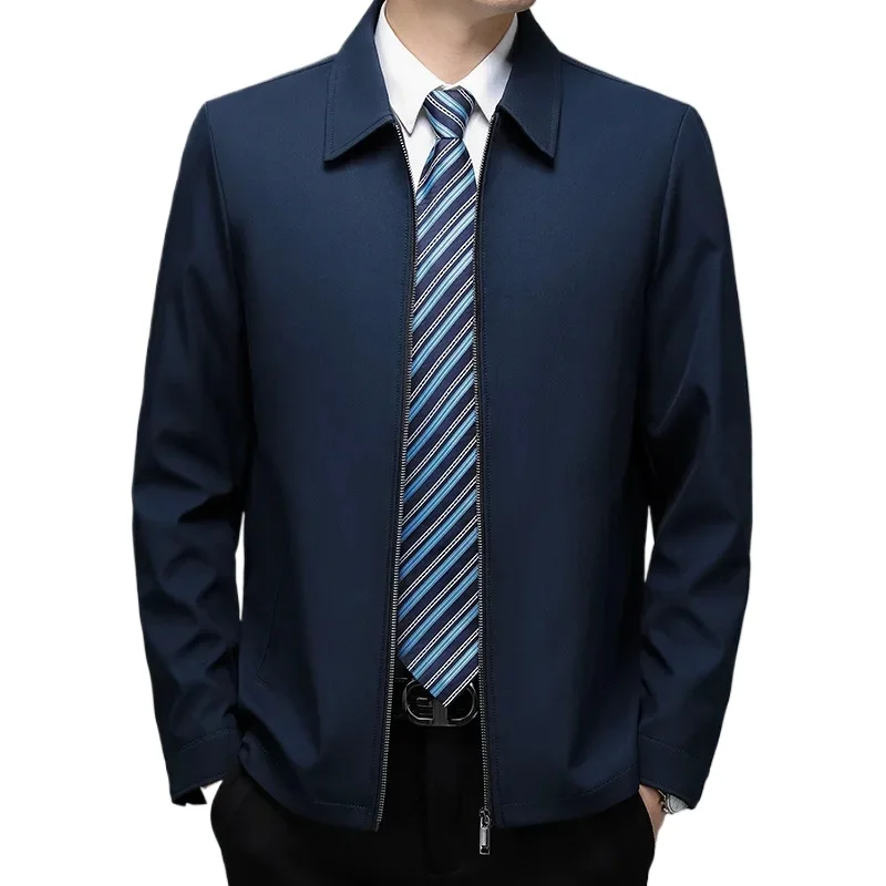 

New Coat Men Jacket Autumn New Fashion Turn-Down Collar Jacket Men Casual Business Solid Color Outwear Mens Jacket