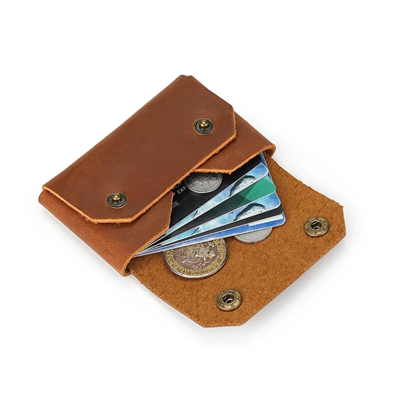 

Vintage Genuine Leather Coin Wallets Cowhide Women Men Mini Small Purse Money Pocket Bag Credit Card Holder Unisex Handmade