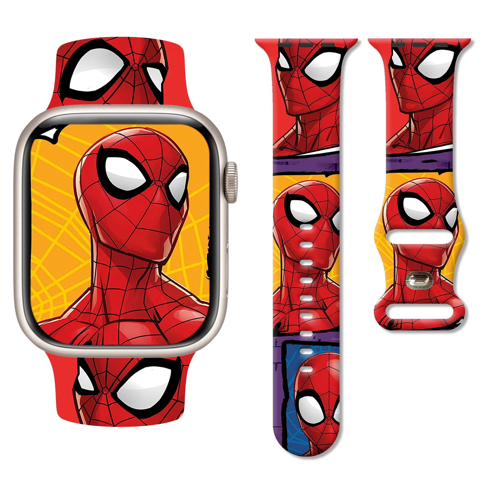 

MINISO Marvel Amazing Spider-Man Print Band for Apple Watch 11 10 9 8Version, Soft Silicone Replacement Strap for 46mm/45mm/44mm