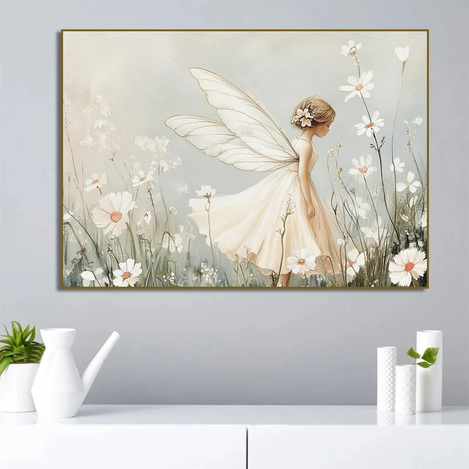 1pc frameless Canvas Painting Girl Reading Sailboat Pink Hot Air Balloon Ballerina Unicorn Rabbit  Swan Poster Canvas Painting P