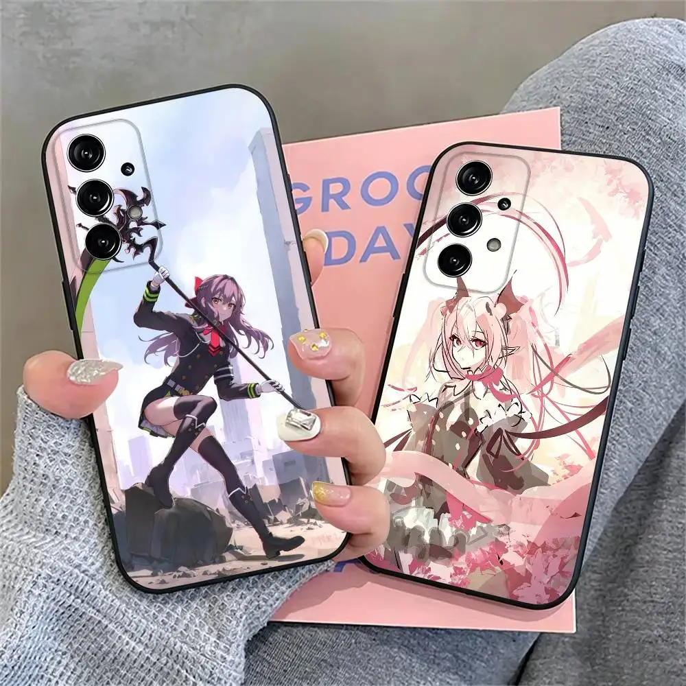 S-Shinoa Hiiragi and K-Krul tepes Phone Case Black Silicone Soft For Samsung S26,S25,S24,S23,S22,S21,S30,Ultra,Plus,Fe,Lite