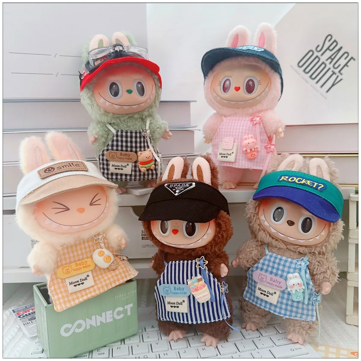 15/17cm Labubu Clothes Idol Doll Kawaii Hat Apron Set Labubu V1 V2 Plush Doll Clothing Accessories Fans Girls Collection Gifts