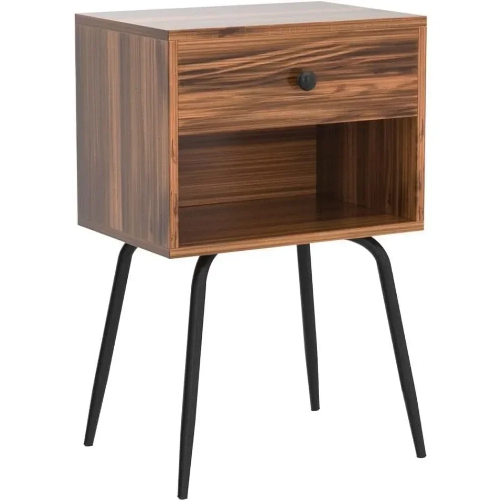un-ensemble-de-tables-de-chevet-avec-2-tables-de-nuit-industrielles-a-2-niveaux-tiroir-lateral-tables-d'appoint-en-bois-du-milieu-du-siecle-pour-petits-endroits-chambres-a-coucher