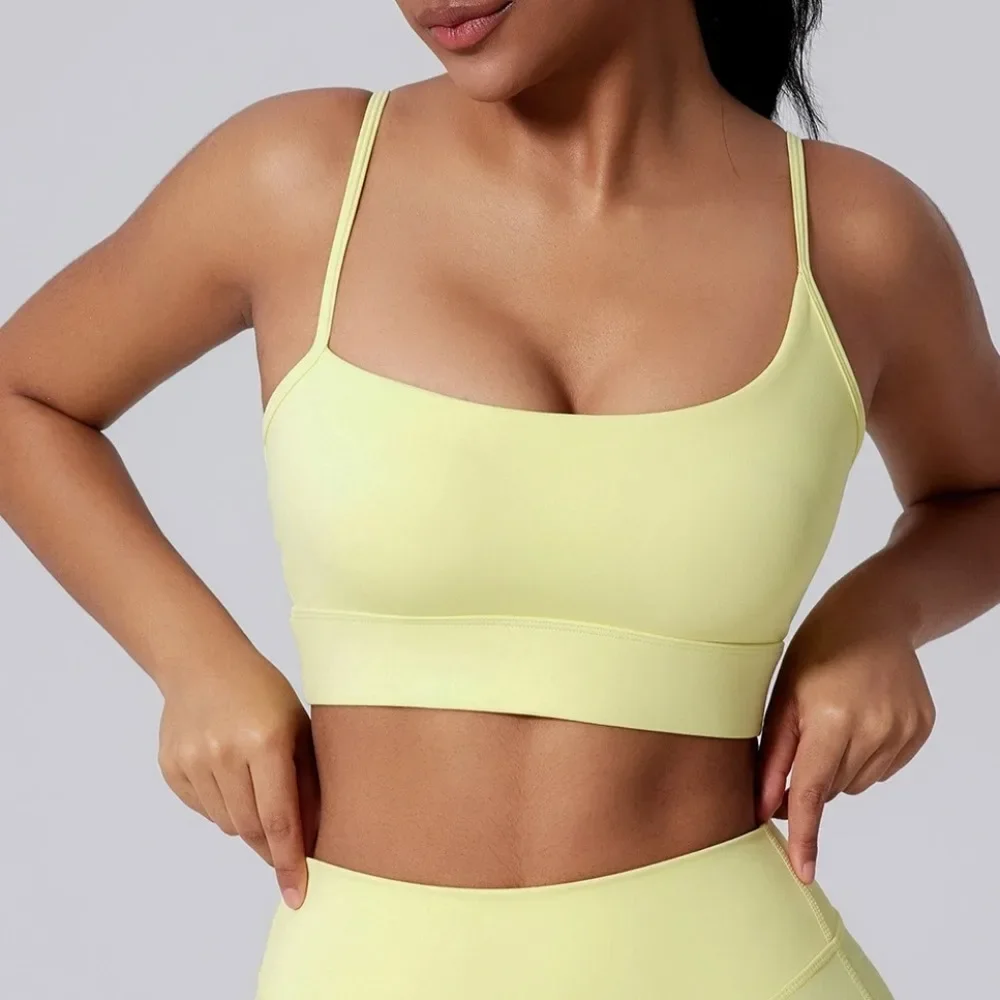 

New Solid U-Back Gym Yoga Underwear Women Padded Push Up Sports Bra High Strength Tight Fitness Workout Running Tops Bra