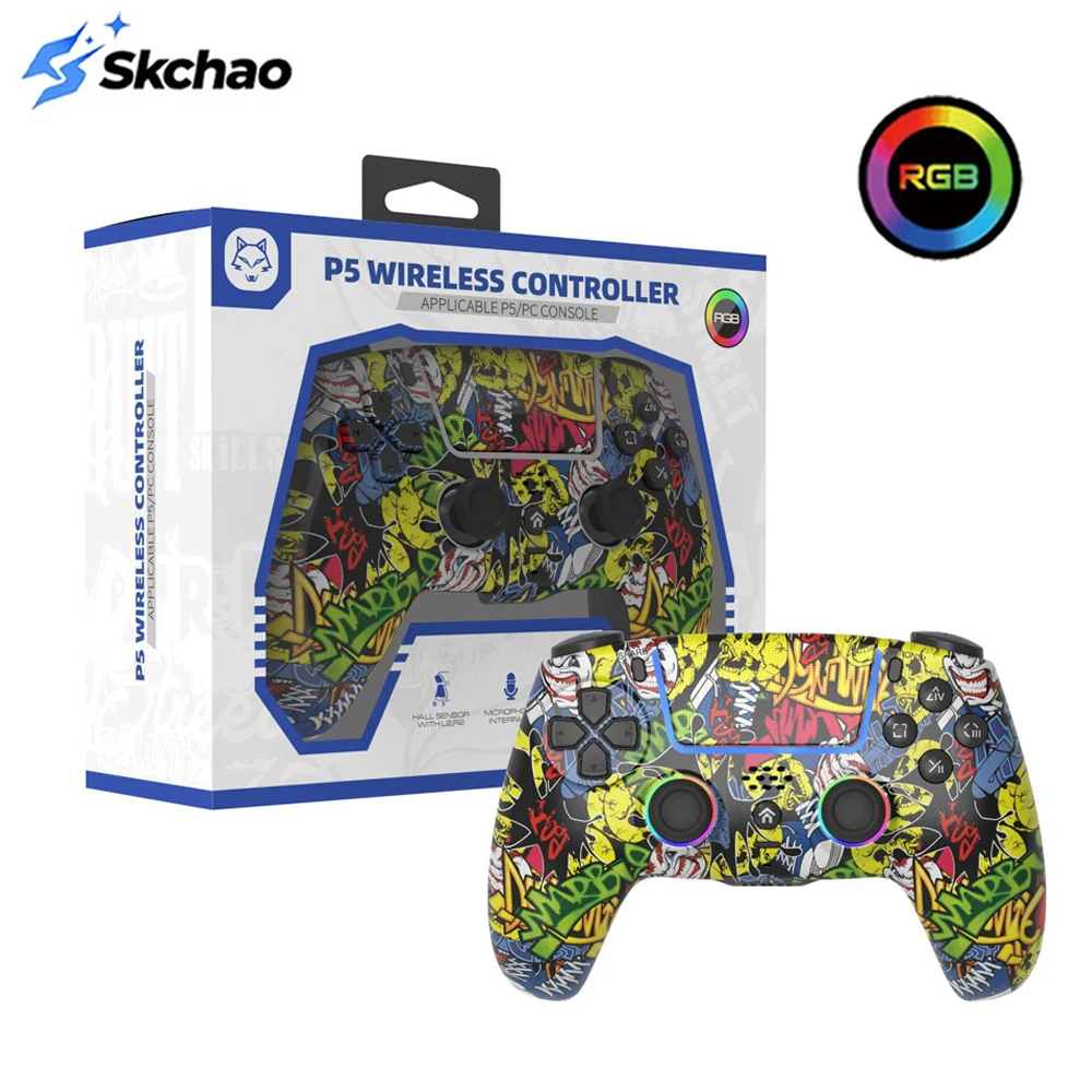 Bluetooth Gamepad For PS5 Wireless Controller With Turbo Dual Sense Vibrate Programming RGB Light Hall Joystick ForPS5/PC Handle