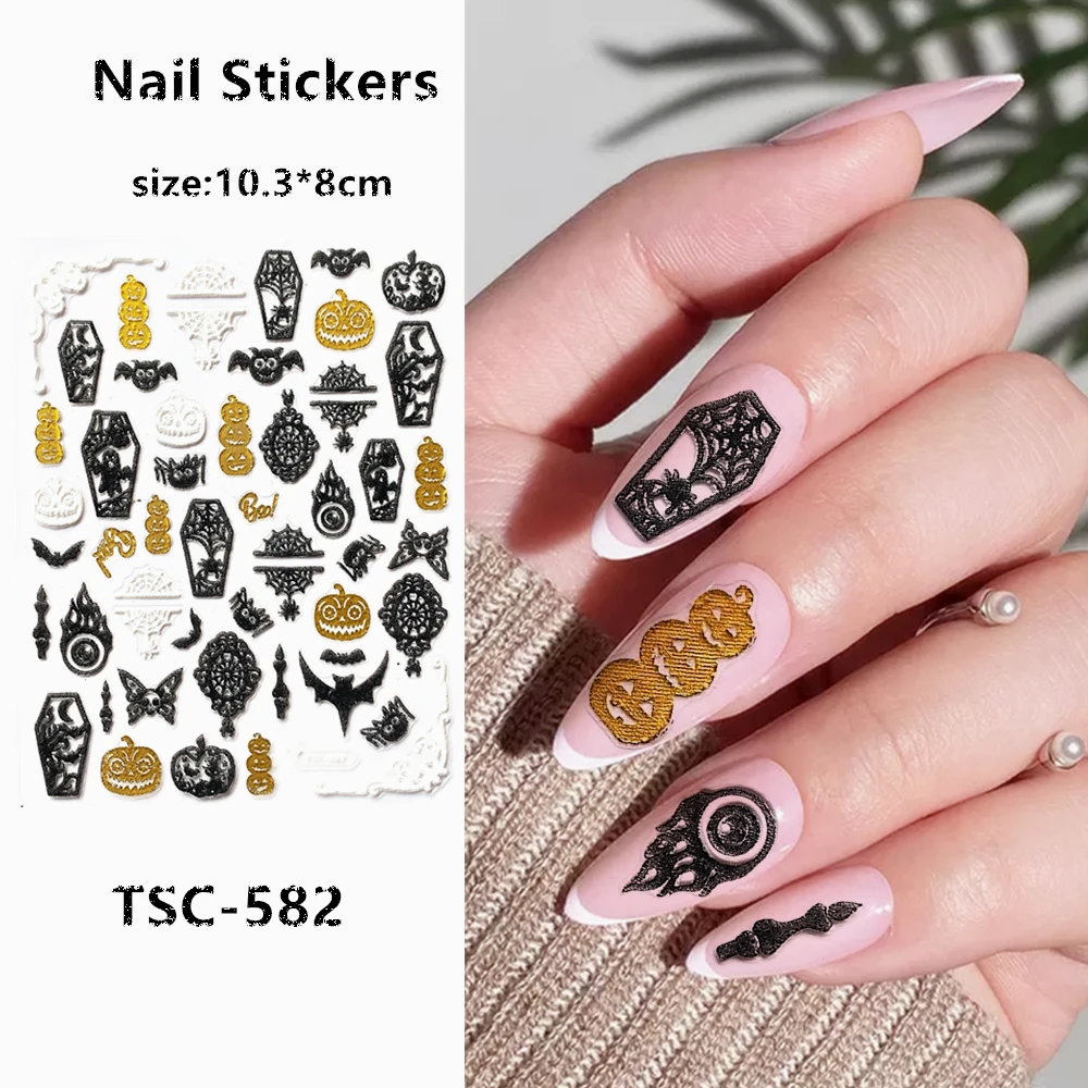 TSC-582 Halloween Series 3D Back glue Self-adhesive Nail art Nail sticker decoration tool Sliders For Nail Decals