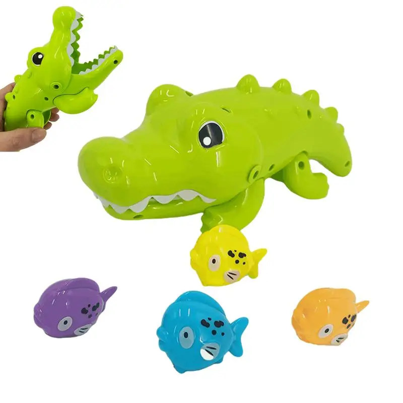 

Crocodile Family Bathtub Toy Crocodile Bath Water Toy Reusable Toddler Fishing Game Bathtub Toys For Children Girls Birthday