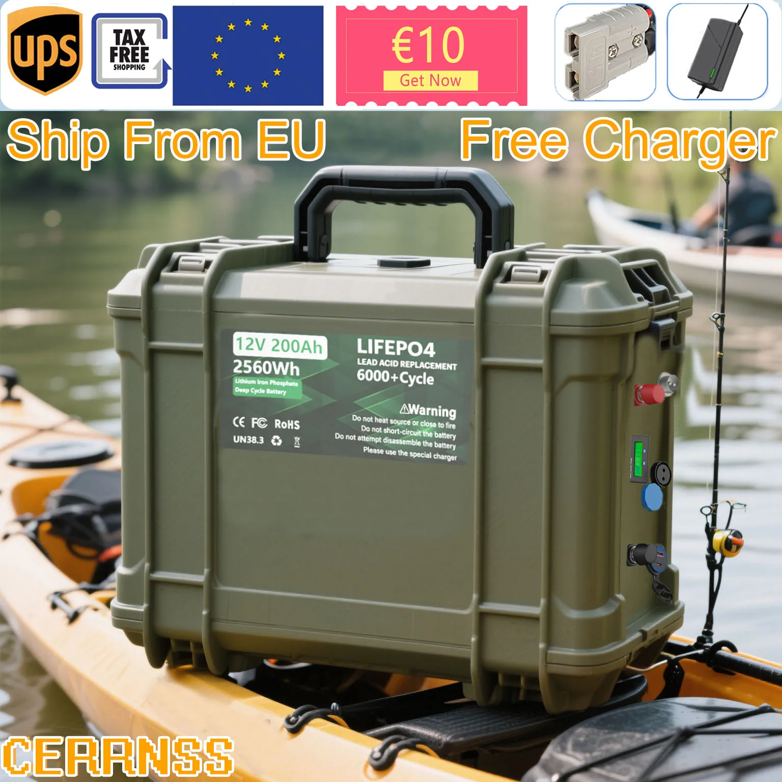 

LiFePO4 12V 200AH 100AH 140AH Battery Free Charger 12.8V Lithium Battery With Bluetooth 6000+ Cycle for Boat Fast Ship from EU
