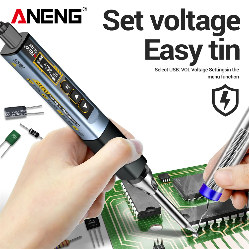 ANENG SL109 75W Smart Soldering Irons Repair Kit T65 Adjustable Temperature AC Voltage Ohm Welding Solder Pencil Tip Test Tools