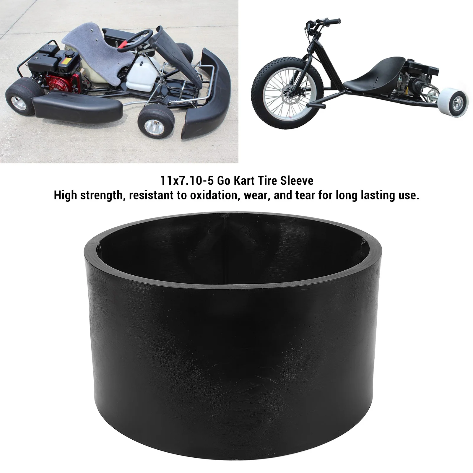 Go Kart Tire Sleeve Easy Installation Go Kart Plastic Tire Sleeve Traction Reduction 11x7.10-5 12mm Thick Hard for Drift Trike