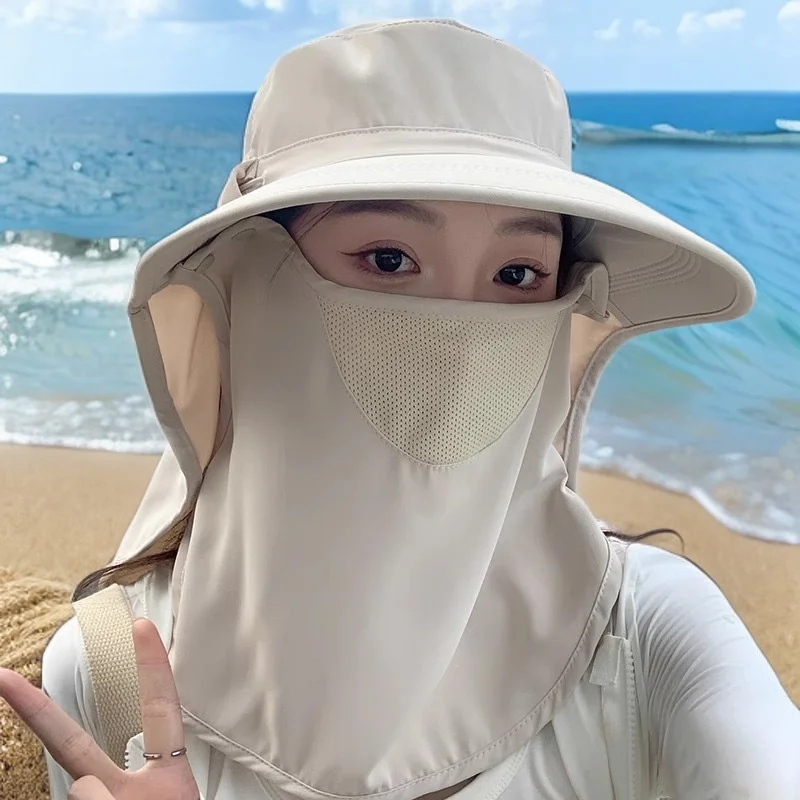 تنفس قناع الوجه حماية الرقبة المتكاملة قبعة الشمس المرأة قبعة صيفية 2025 قبعة واقية من الشمس حماية من الأشعة فوق البنفسجية في الهواء الطلق قبعة الشمس 2