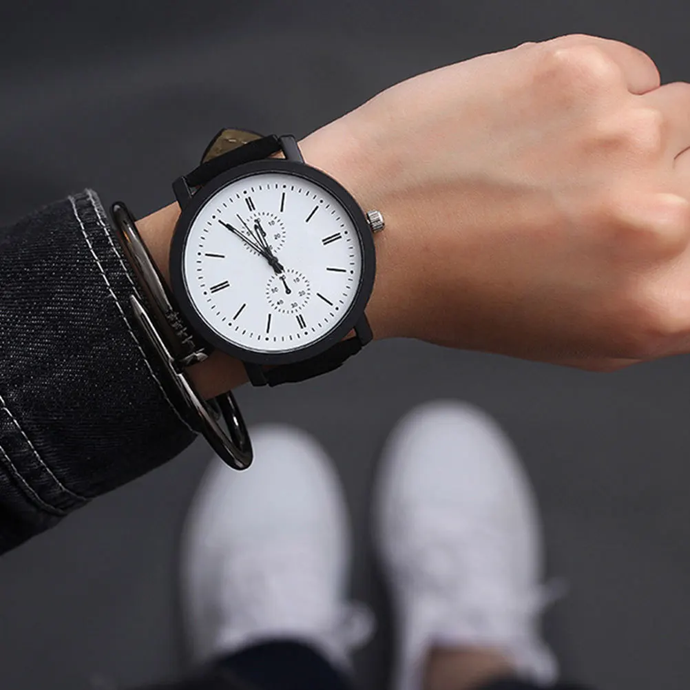 

2pcs Large Dial Couple Watches Premium Quartz Wristwatches Adjustable Band Precise Movement Valentine'S Gift For Lovers (Black
