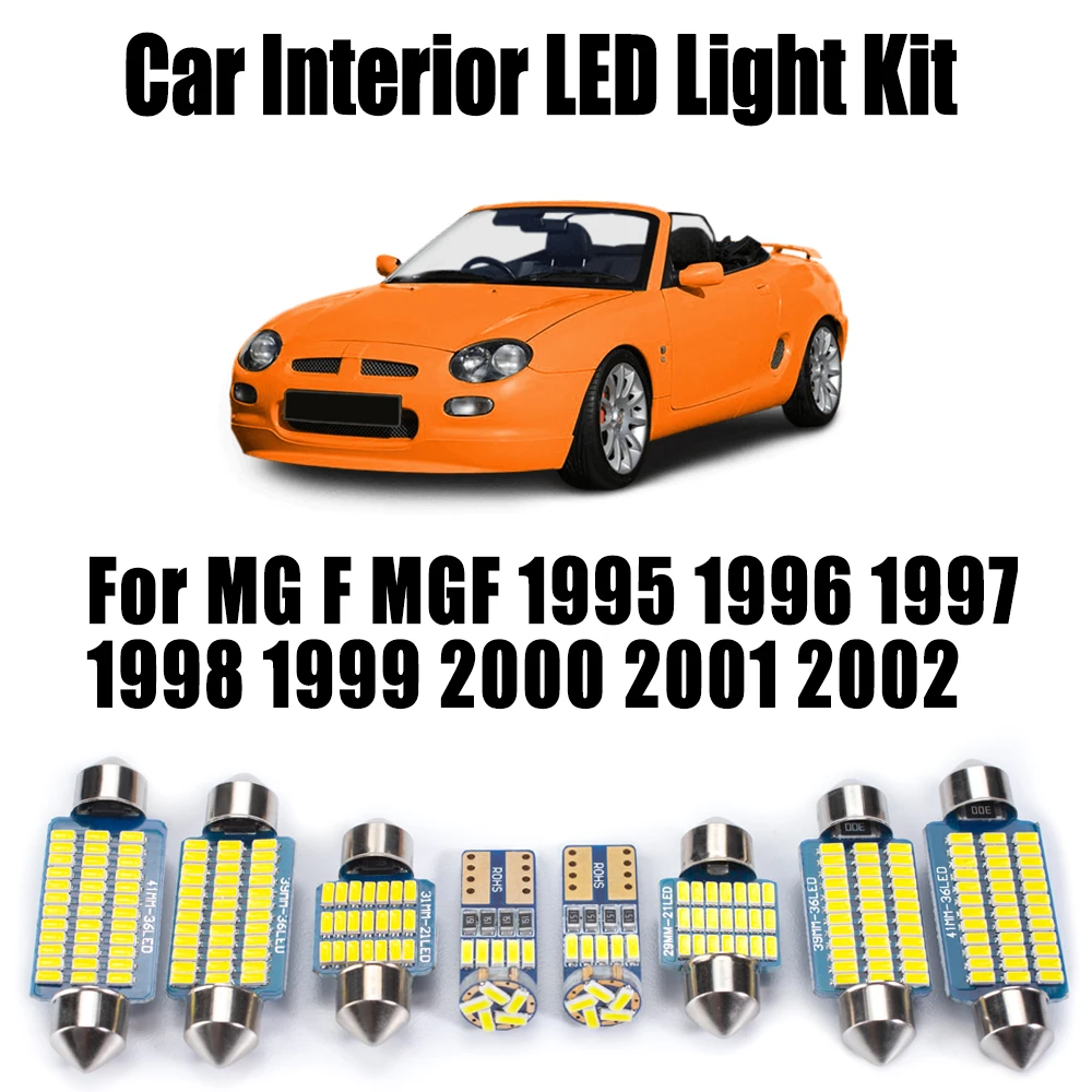 9Pcs Canbus LED Interior Dome Ceiling Foot Trunk Light Kit For MG F MGF 1995 1996 1997 1998 1999 2000 2001 2002 Car Accessories