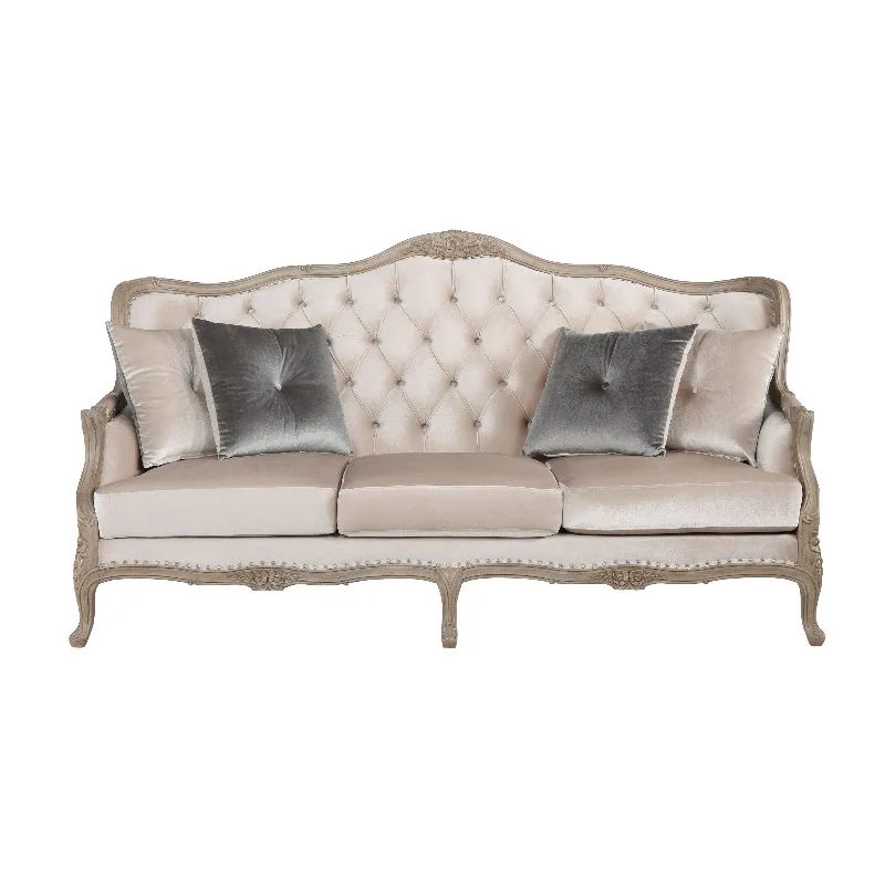 European Style  Luxury Antique Sofas Fabric and Solid Wood Sofa Furniture Carved Classic Three Sets Sofa for Living Room