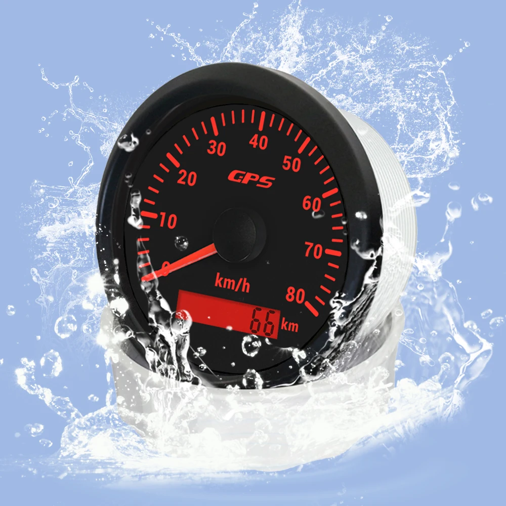 

ELING 85mm (3 3/8'') GPS Speedometer Odometer 0-80km/h with 7 Colors Backlights for Truck Boat Car 12V 24V