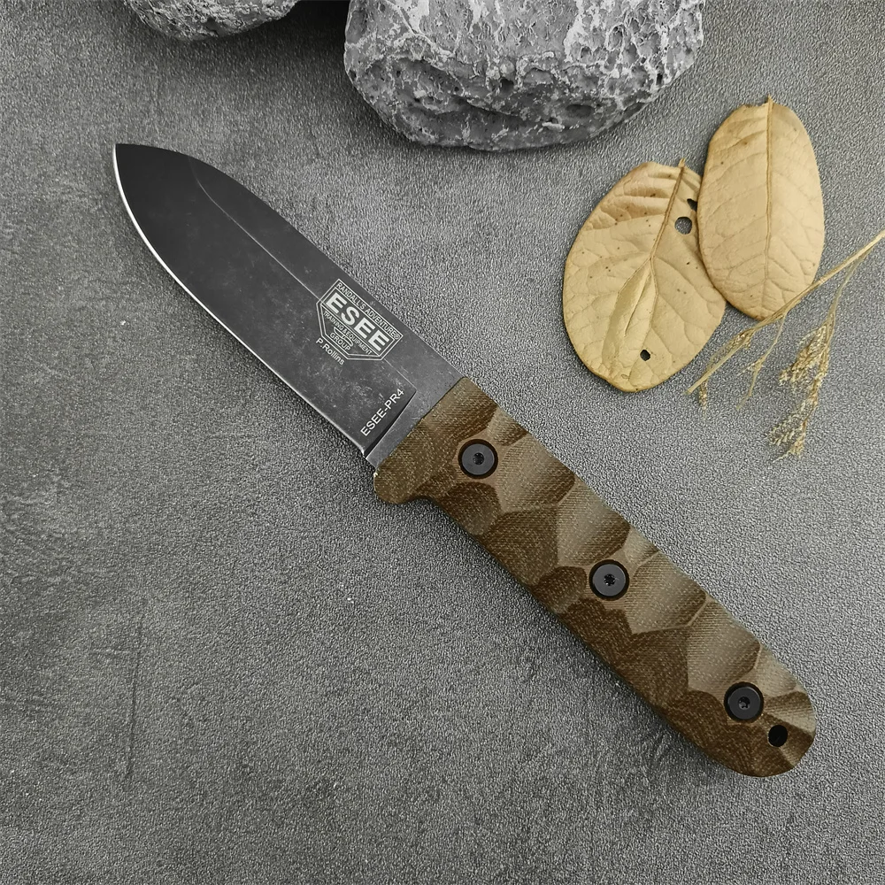 Esee PR4 Hunting Knives Fixed Blade Knife D2 Blade Hemp Handle Outdoor Camping Protable Knife Adventure Rescue Edc Tools Gifts